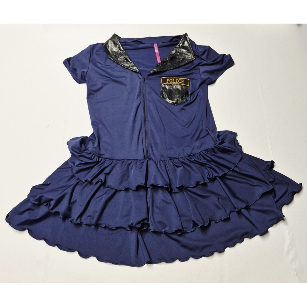 Police Officer Costume Dress Ruffle Zip L RN 101533 Halloween Sexy Carrie Amber